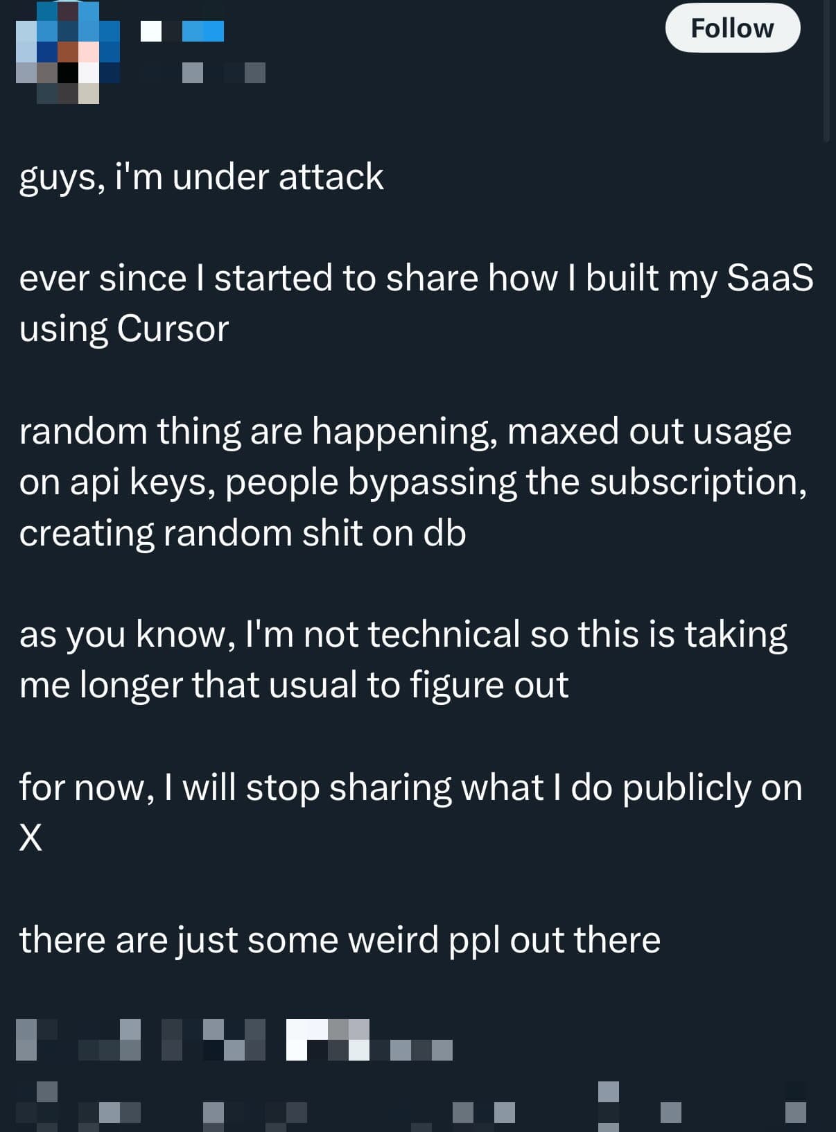 Screenshot of aftermath with account compromised